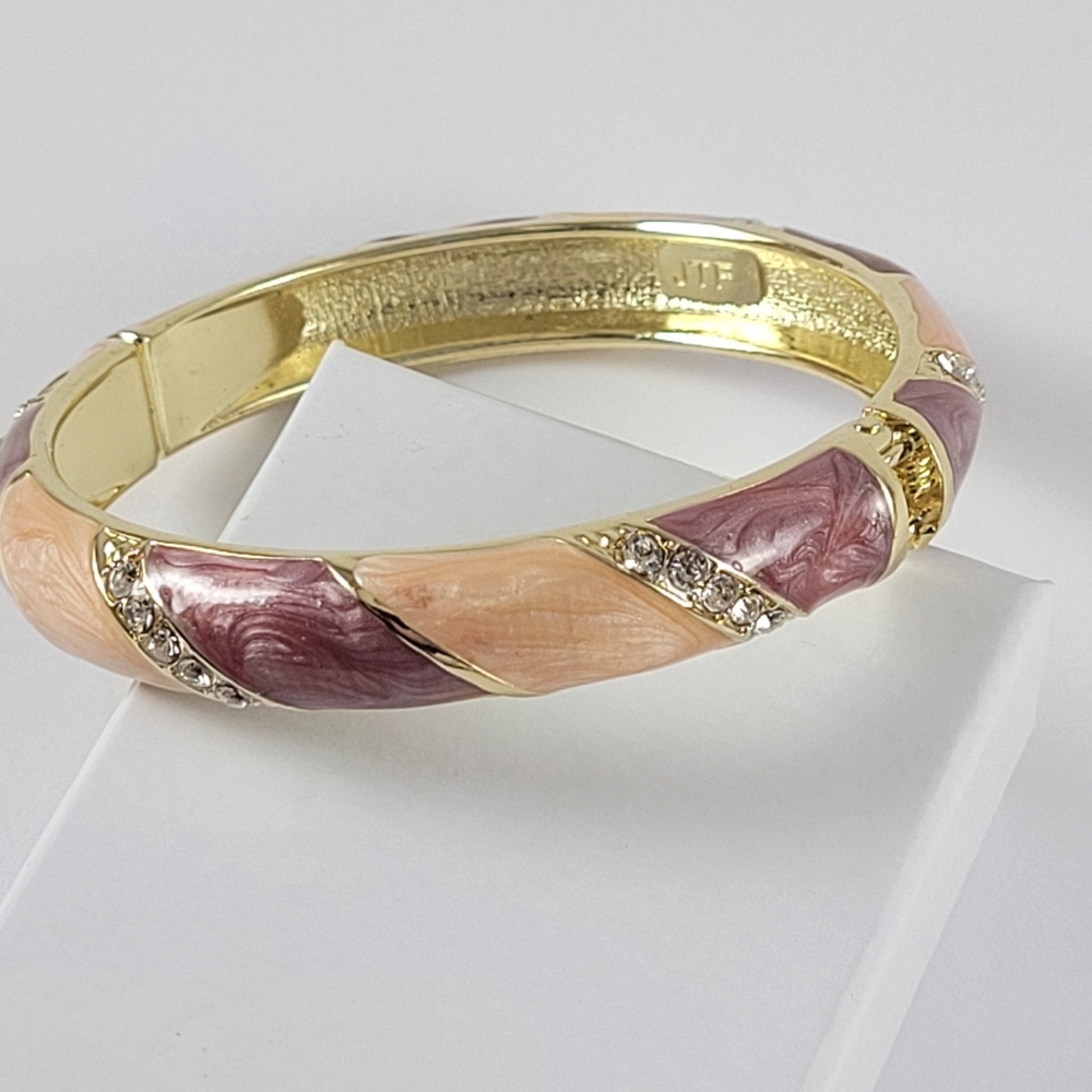 JTF Enameled Hinged Bangle Bracelet.